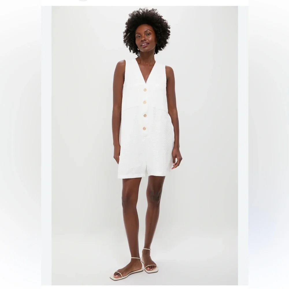 NWT Tuckernuck  White Textured Myla Romper size Medium NWT - Picture 13 of 13